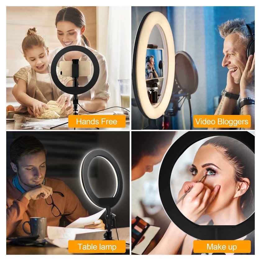 miniatura Lampa pierścieniowa MACLEAN 10" LED12W DO SELFIE ZE STATYWEM MCE610 (10 "12W LED ring light with tripod stand)