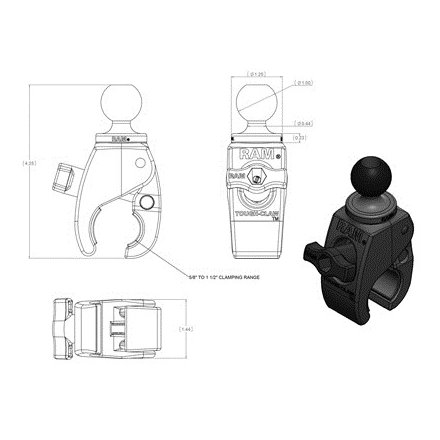 miniatura RAM MOUNT klamra zaciskowa Tough-claw RAP-B-400U