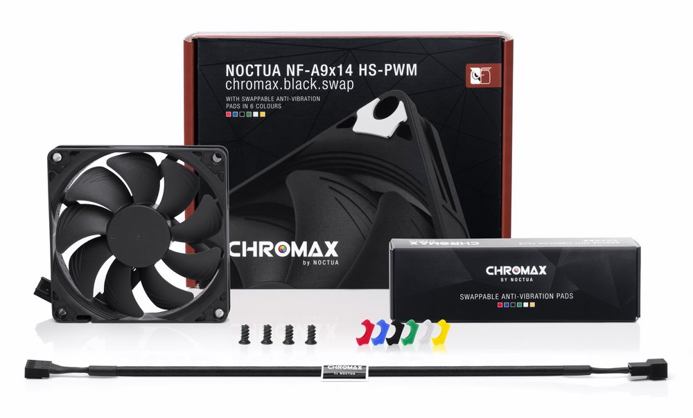 miniatura Wentylator NOCTUA 92MM 300-2200 RPM LOW PROFILE CHROMAX (NF-A9x14HS-PWMCH.BK.S)