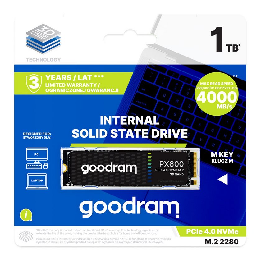 miniatura Dysk SSD GOODRAM PX600 2TB M.2 PCIE NVME GEN. 4 X4 3D NAND (SSDPR-PX600-2K0-80)