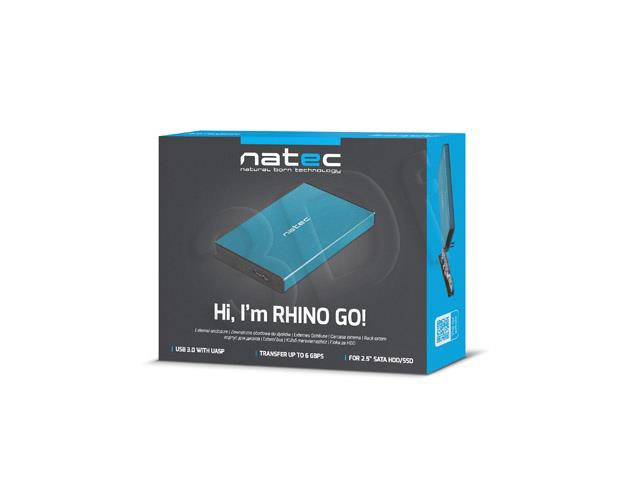 miniatura Obudowa na dysk NATEC RHINO GO NKZ-1280 (2.5"; USB 3.0; ALUMINIUM; KOLOR NIEBIESKI)