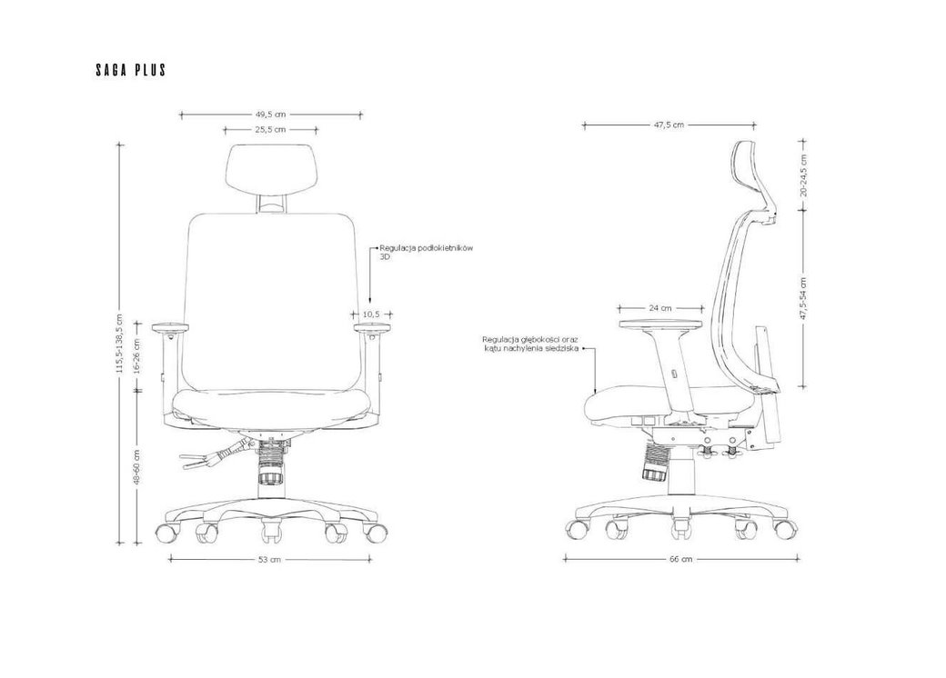 miniatura Ergonomiczny fotel biurowy SAGA PLUS czarny