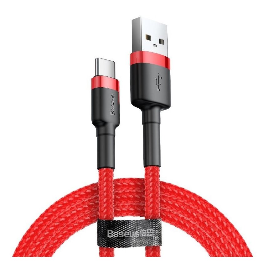 Kabel Baseus Cafule CATKLF-C09 (USB 2.0 - USB typu C ; 2m; kolor czarno-czerwony)