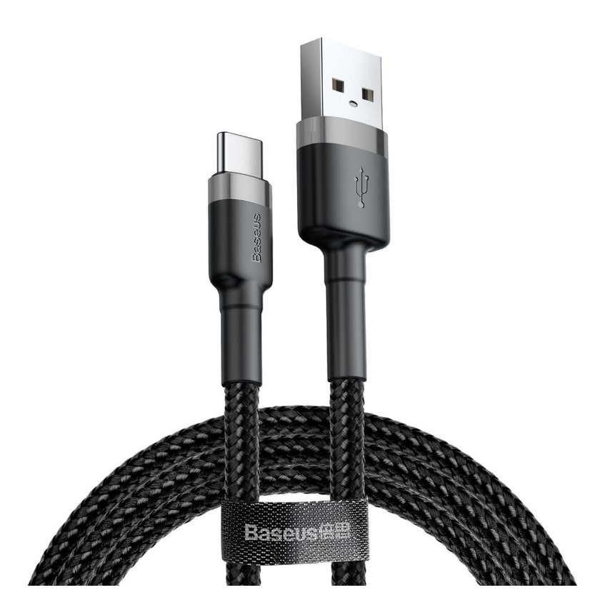 Kabel Baseus Cafule CATKLF-CG1 (USB 2.0 - USB typu C ; 2m; kolor szaro-czarny)