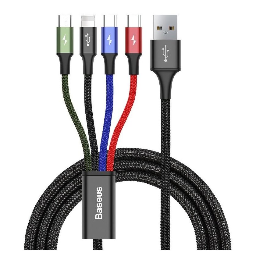 Zestaw kabli zasilający Baseus CA1T4-B01 (USB - Lightning, Micro USB, USB typu C ; 1,2m; kolor czarny)