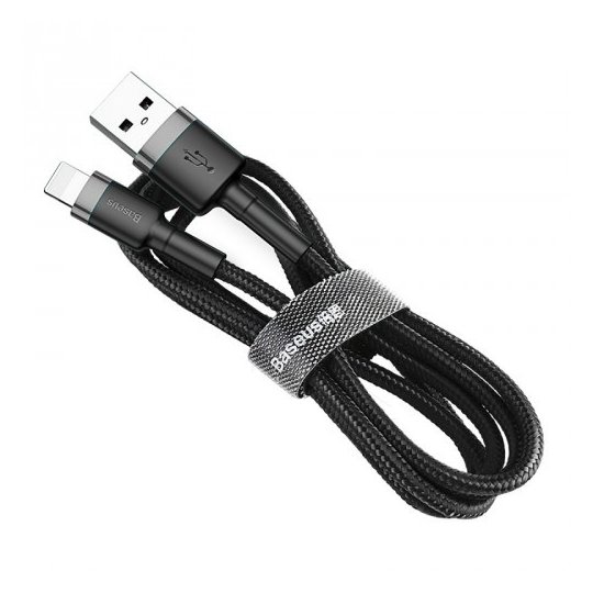 BASEUS KABEL LIGHTNING USB 2,4A 1M SZARO-CZARNY (CALKLF-BG1)