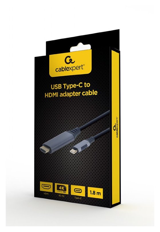 miniatura Adapter GEMBIRD USB TYP-C DO HDMI NA KABLU, 1.8M, 4K, KOLOR SZARY (CC-USB3C-HDMI-01-6)