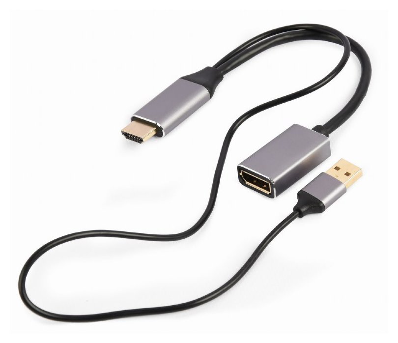 GEMBIRD AKTYWNY ADAPTER 4K HDMI NA DISPLAYPORT (F) CZARNY, 10CM (A-HDMIM-DPF-02)