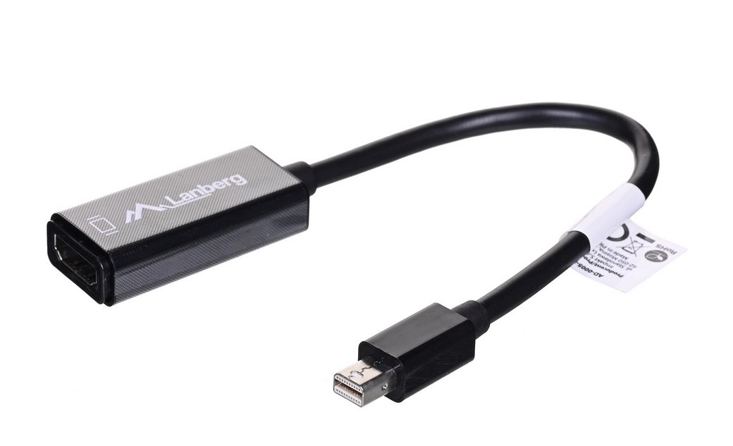 Adapter Lanberg AD-0005-BK (Mini DisplayPort M - HDMI F; 0,20m; kolor czarny)