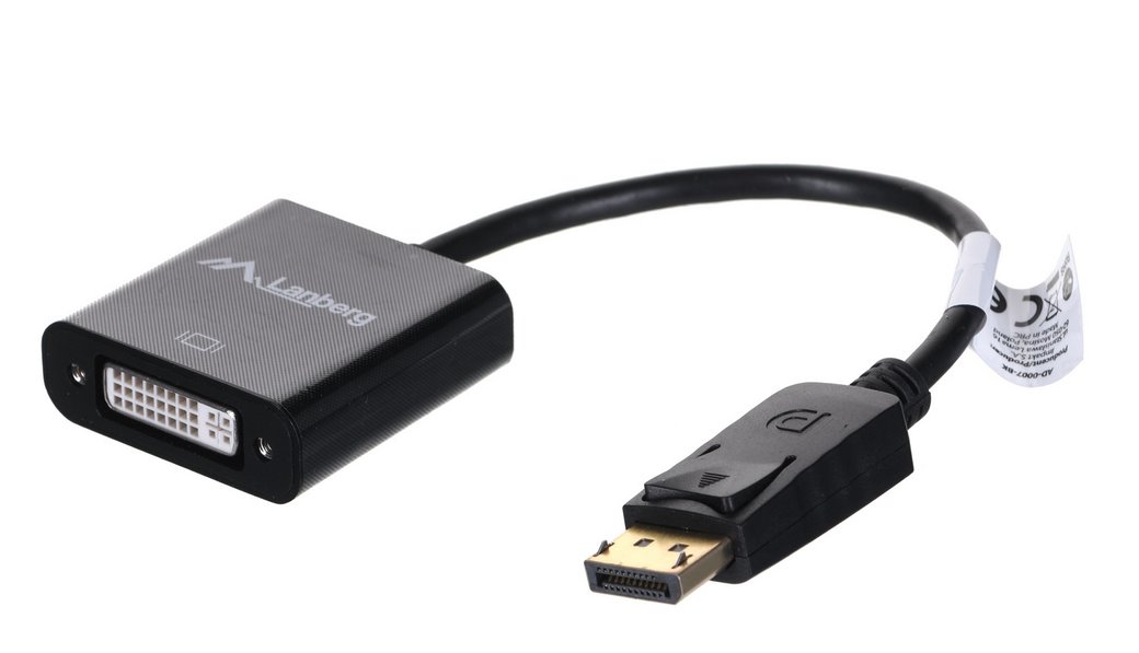 Adapter Lanberg AD-0007-BK (DisplayPort M - DVI-D F; 0,10m; kolor czarny)