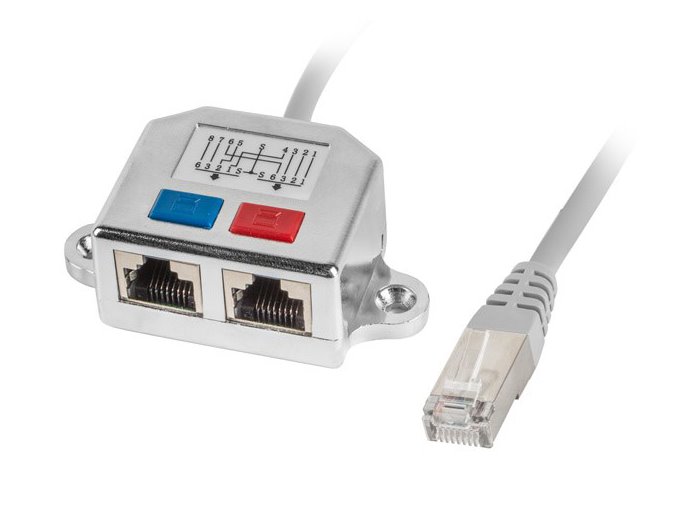 Adapter Lanberg AD-0026-S (RJ45 M - 2 x RJ45 F; kolor szary)