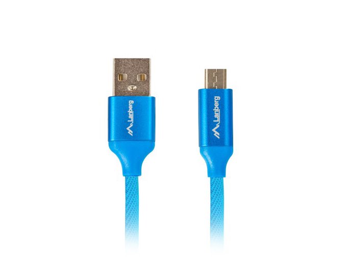 miniatura Kabel Lanberg Premium CA-USBM-20CU-0018-BL (USB 2.0 - Micro USB typu B ; 1,8m; kolor niebieski)