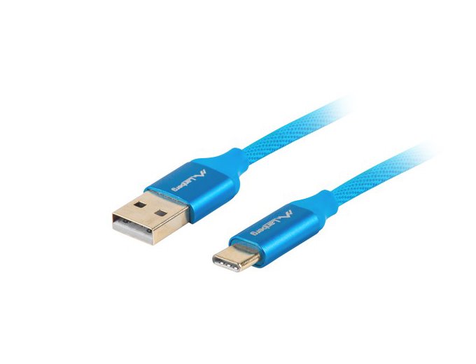 Kabel Lanberg Premium QC 3.0 CA-USBO-22CU-0010-BL (USB 2.0 typu A M - USB typu C M; 1m; kolor niebieski)