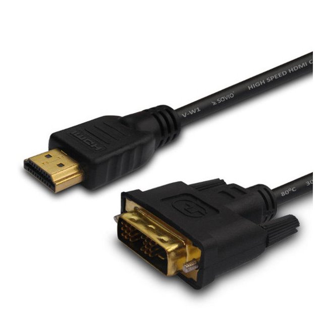 Kabel SAVIO cl-139 (HDMI M - DVI-D M; 1,8m; kolor czarny)