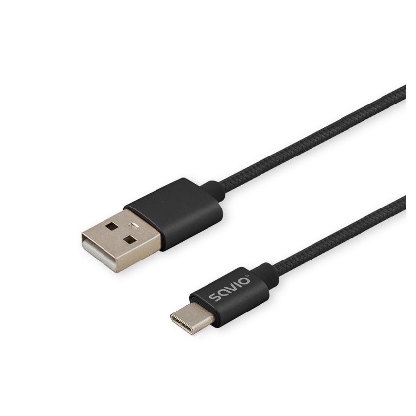 miniatura Kabel SAVIO CL-129 (USB typu C - USB 2.0 typu A ; 2m; kolor czarny)