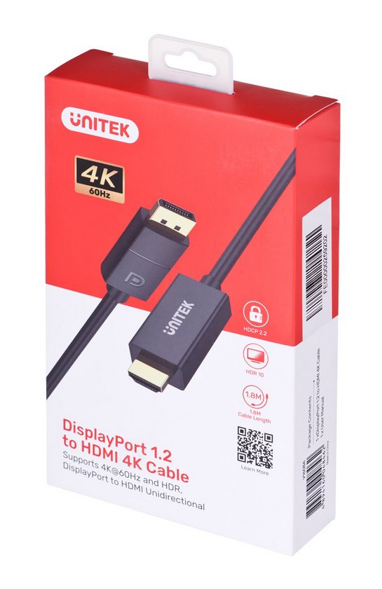 Adapter UNITEK DP 1.2 - HDMI, 4K 60HZ, 1,9M (V1608A)