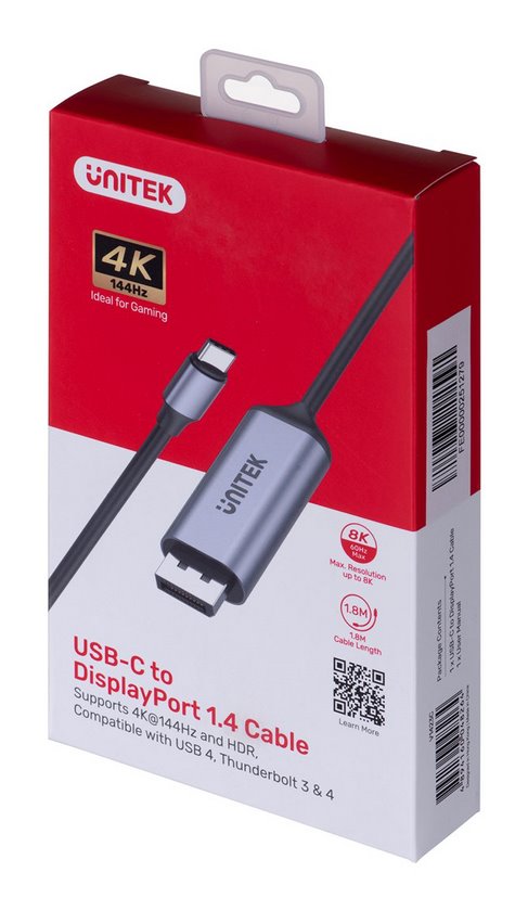 Kabel Adapter UNITEK USB-C - DP 1.4 8K 60HZ 1,8M (V1423C)