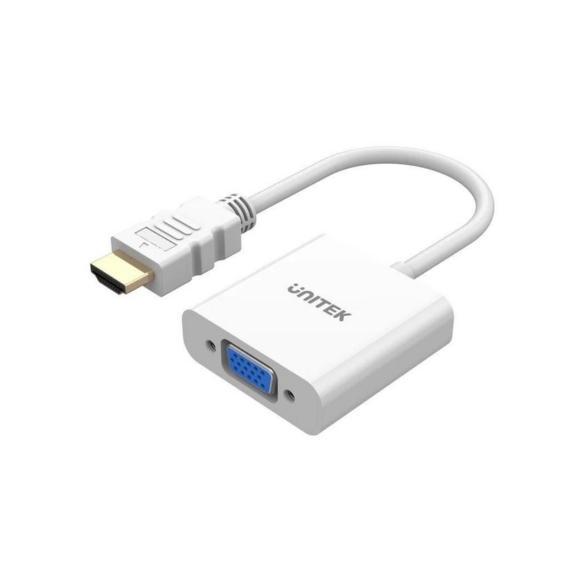 Adapter UNITEK HDMI - VGA, FULLHD 60HZ, BIAŁY, M/F (Y-6333C01)