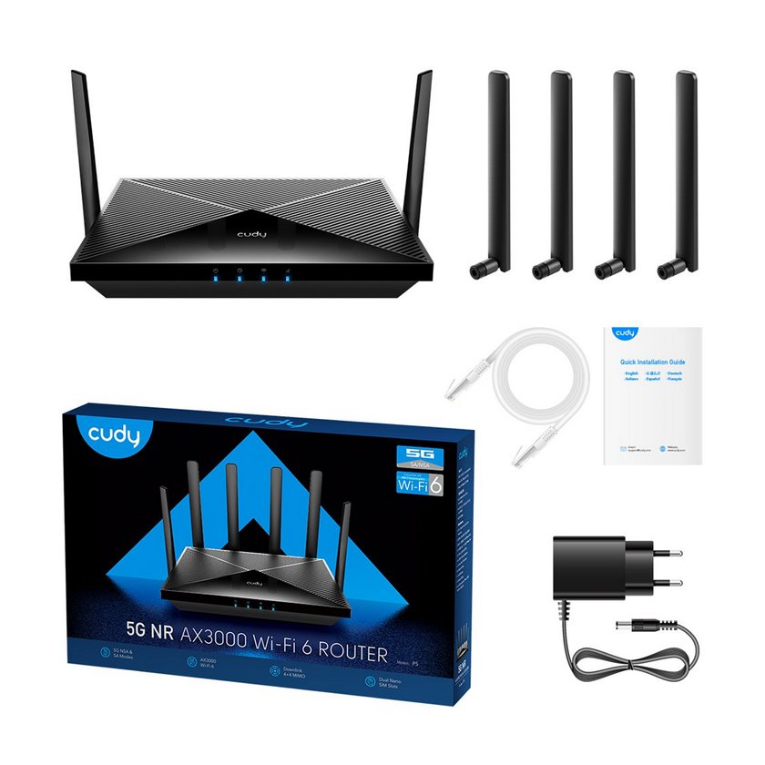 miniatura Router CUDY P5_EU LAN GIGABIT AX3000 WIFI 6 MESH 5G DUAL SIM