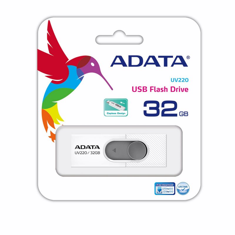 miniatura Pendrive ADATA UV220 AUV220-32G-RWHGY (32GB; USB 2.0; KOLOR BIAŁY)