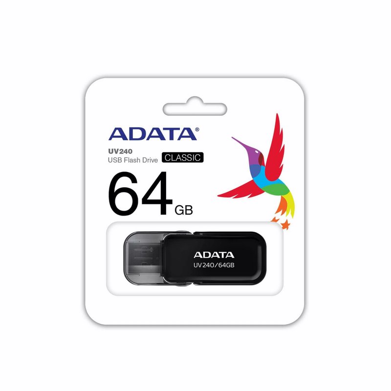 miniatura Pendrive ADATA UV240 AUV240-64G-RBK (64GB; USB 2.0; KOLOR CZARNY)