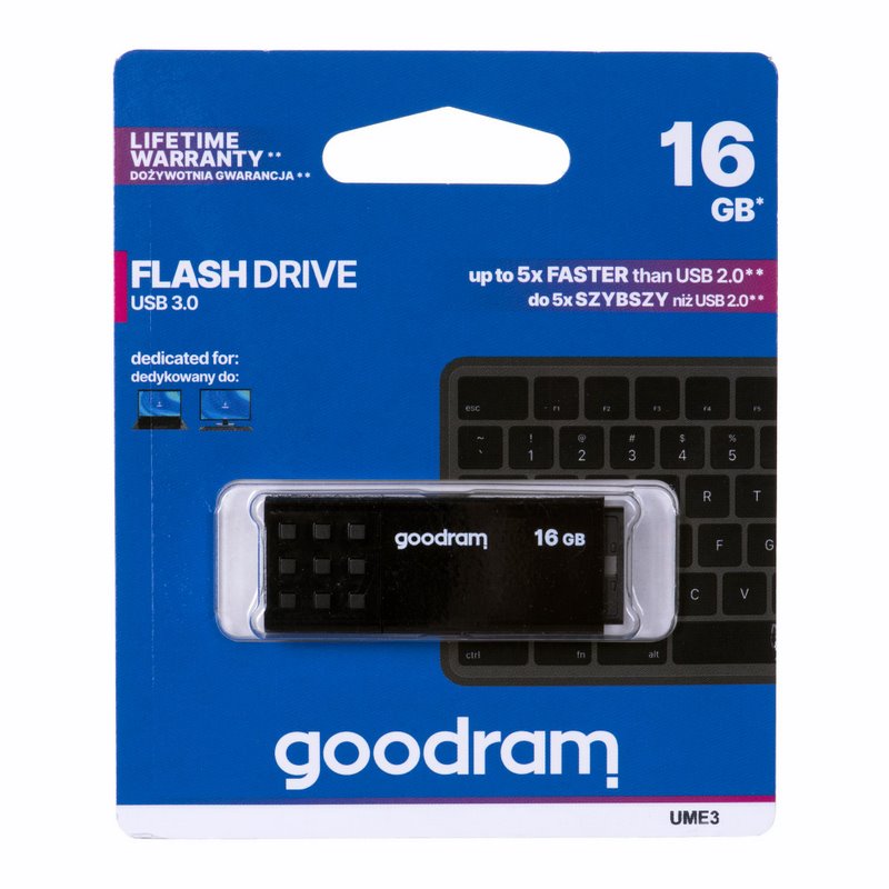 GOODRAM FLASHDRIVE 16GB UME3 USB 3.0 BLACK (UME3-0160K0R11)