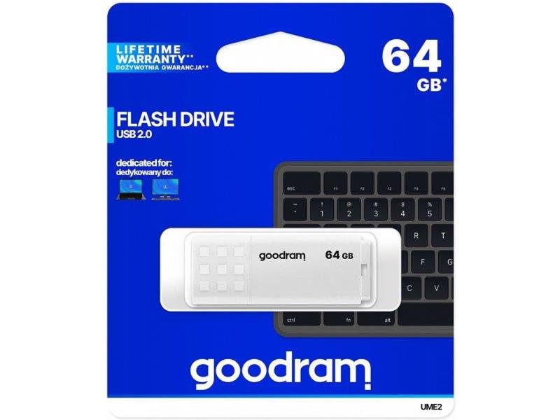 Pendrive GOODRAM UME2 UME2-0640W0R11 (64GB; USB 2.0; KOLOR BIAŁY)