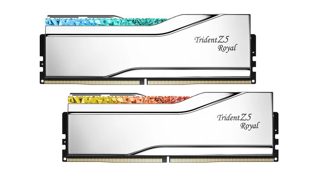 Pamięć RAM G.SKILL TRIDENT Z5 ROYAL RGB DDR5 2X32GB 6400MHZ CL32 XMP3 SILVER F5-6400J3239G32GX2-TR5S