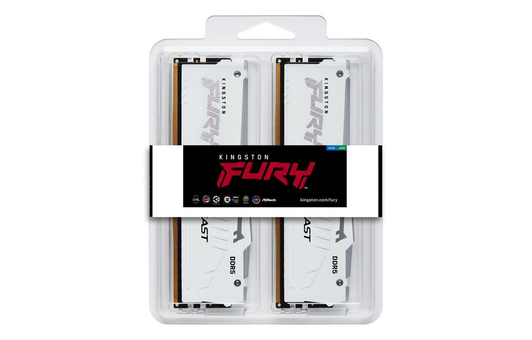 miniatura Pamięć RAM Kingston DDR5 64GB 5200MHZ CL36 FURY BEAST WHITE RGB EXPO KITX2 (KF552C36BWEAK2-64)