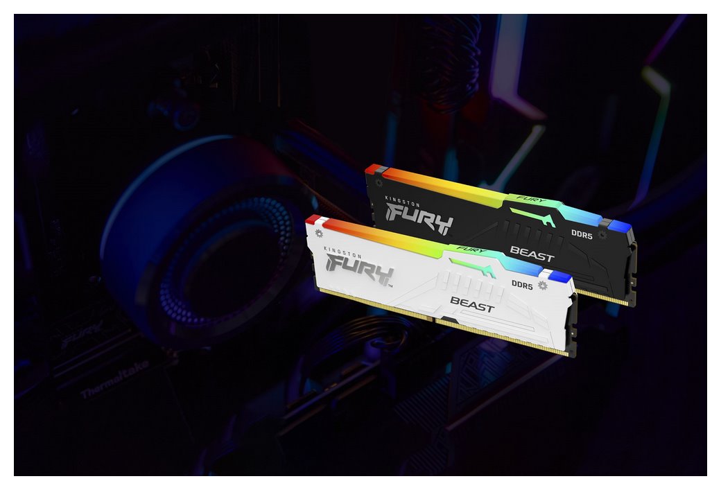 miniatura Pamięć RAM Kingston DDR5 64GB 5200MHZ CL36 FURY BEAST WHITE RGB EXPO KITX2 (KF552C36BWEAK2-64)