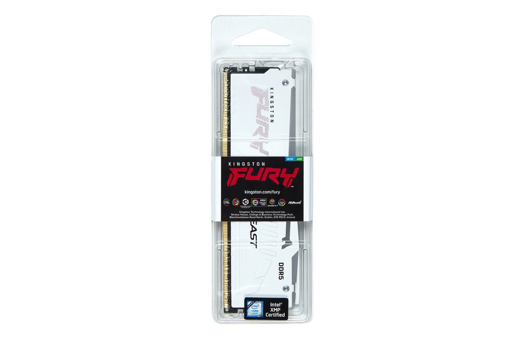 miniatura Pamięć RAM Kingston DDR5 16GB 5200MHZ CL36 FURY BEAST WHITE RGB EXPO (KF552C36BWEA-16)