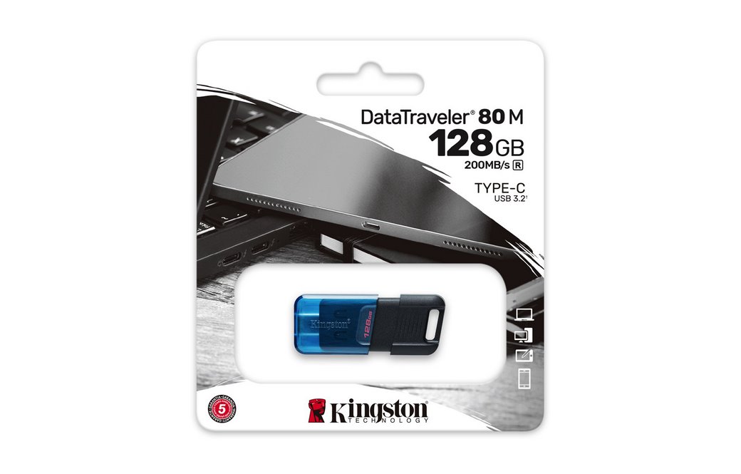 miniatura KINGSTON FLASH 128GB DataTraveler 80 M 200MB/s USB-C 3.2 Gen 1 (DT80M/128GB)