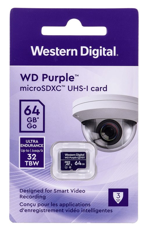 miniatura Karta pamięci WD PURPLE MICROSDXC WDD064G1P0C (64GB; CLASS 10, CLASS U1)