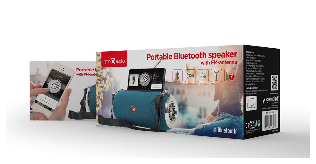 miniatura GEMBIRD PRZENOŚNY GŁOŚNIK BLUETOOTH SPK-BT-17-G FM-RADIO, WBUDOWANY MIKROFON, KOLOR ZIELONY, USB, AUX, MICROSD