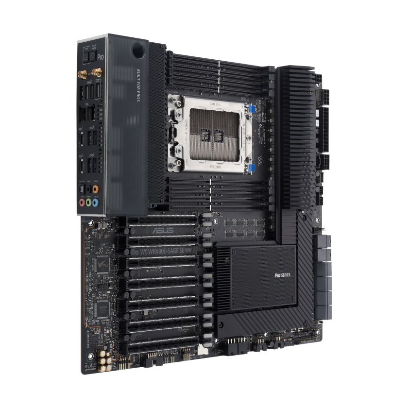 miniatura Płyta główna ASUS PRO WS WRX80E-SAGE SE WIFI AMD WRX80 Threadripper PRO, Intel I211-AT 2x2.5 Gb LAN, USB 3.2 Gen 2x2 Type-C port, 7 x PCIe 4.0 x16 slots, 3 x M.2 PCIe 4.0, ASMB9-iKVM, 2 x U.2 and 16 power stages,  E-ATX workstation (90MB1590-M0EAY0)