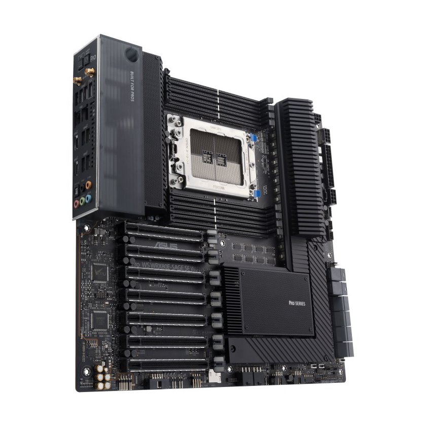 miniatura Płyta główna ASUS PRO WS WRX80E-SAGE SE WIFI AMD WRX80 Threadripper PRO, Intel I211-AT 2x2.5 Gb LAN, USB 3.2 Gen 2x2 Type-C port, 7 x PCIe 4.0 x16 slots, 3 x M.2 PCIe 4.0, ASMB9-iKVM, 2 x U.2 and 16 power stages,  E-ATX workstation (90MB1590-M0EAY0)