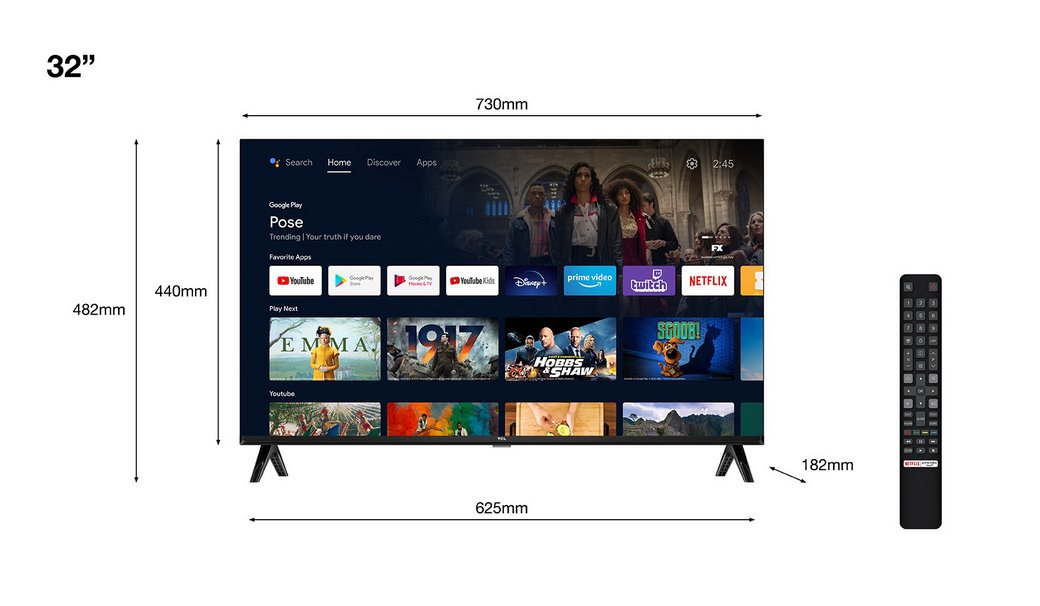miniatura Telewizor 32" TCL 32S5400AF (FHD HDR DVB-T2/HEVC ANDROID)
