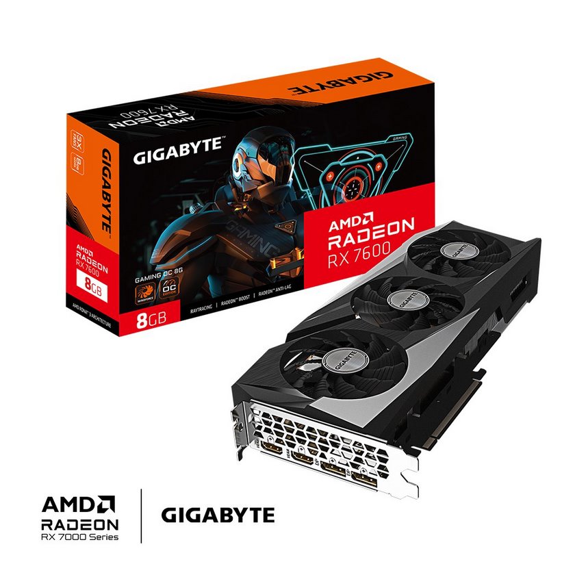 miniatura Karta graficzna GIGABYTE Radeon RX 7600 GAMING OC 8GB (GV-R76GAMING OC-8GD)